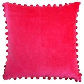 Ragged Rose 50cm x 50cm Cushion Covers - Pompom Cushion Covers with Zip Fastening - Velvet Cushion Cover for Living Room & Bedroom