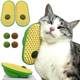 miwoowim 2 Pcs Catnip Toys Balls That Stick on Wall,Cat Toy Ball, Catnip Ball for Cats Lick,Cat Face Scratchers Brush Rubbing Post, (Yellow)