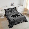 Manfei Rustic Bear Comforter Set Queen Size, Black Trees Deer