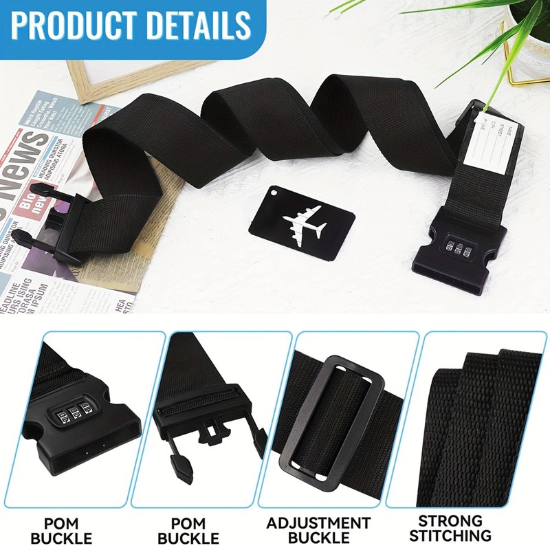 Suitcase Straps Pack of 2, Adjustable Suitcase Strap, 5 x