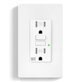 GFCI Outlet 15 Amp, Self-Test GFI Receptacle, Tamper & Weather Resistant (TR/WR), UL Listed, LED Indicator, Wall Plate Included, 1-Pack, Matte White