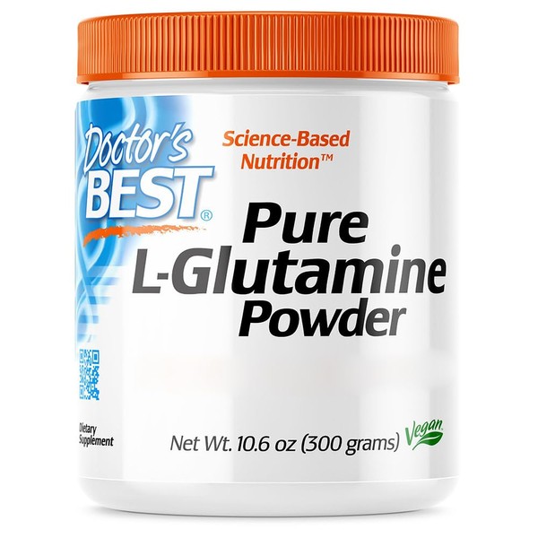 Doctor's Best, Pure L-Glutamine Powder, 300 g Vegan Powder, High Dosage, Amino Acid, Laboratory Tested, Gluten Free, Soy Free, Vegetarian, GMO Free
