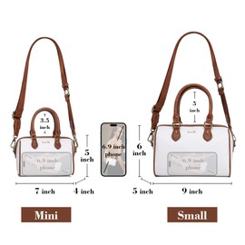 INICAT Barrel Bag for Women Top Handle Satchel Shoulder Boston Bags Crossbody Purse Handbag with Detachable Long Strap(Checked Grey White)