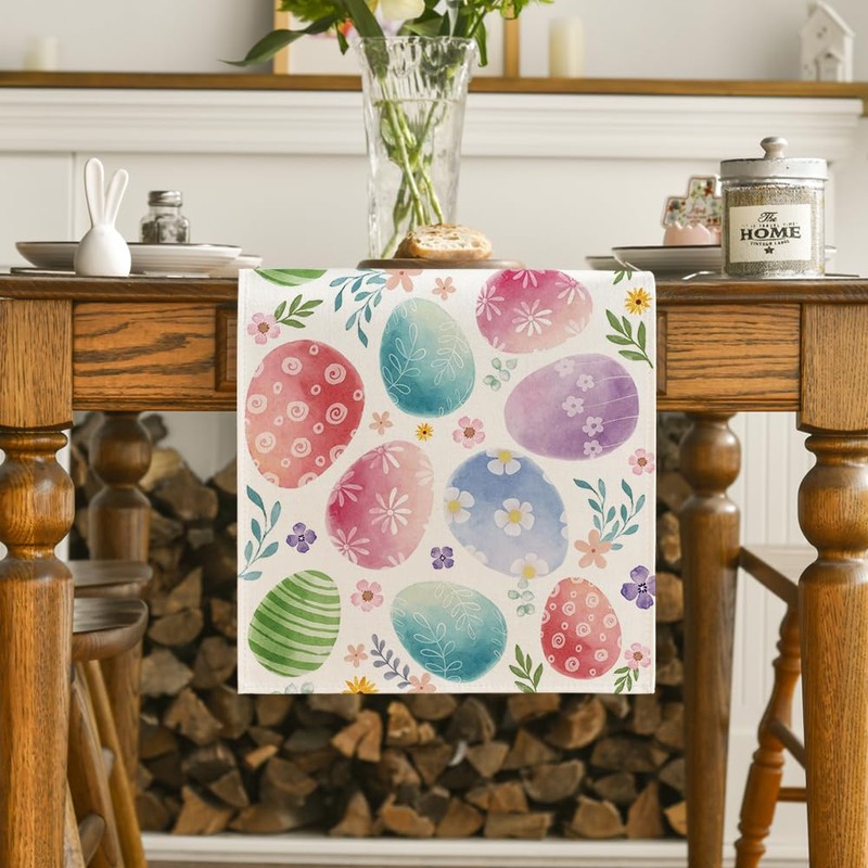 Artoid Mode Watercolour Easter Eggs Easter Table Runner, Seasonal Spring