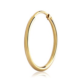 NKlaus Single Creole Earrings 333 Yellow Gold 8 Carat Gold Earring 1.5 mm Thick Gold Ears, Yellow Gold