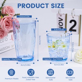 HOSTK Reusable Drinking Glasses, 5pcs 17oz & 5pcs 11oz Acrylic Drinking Tumbler, BPA-Free Dishwasher-Safe Durable Mixed Colors Assorted Stackable Cups for Home Kitchen Gifts