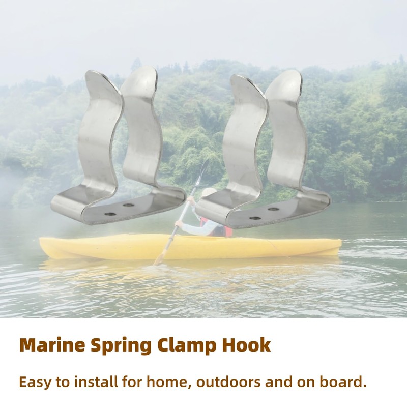 Lssapr 4Pcs Boat Hook Holder Stainless Steel Marine Spring Clamp
