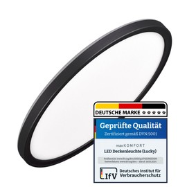 max K O M F O R T LUCKY LED Ceiling Light Round Black 18 W Daylight Lamp 230 V Surface-Mounted Ceiling Light