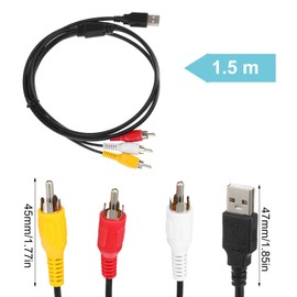 Zelphvt USB to RCA Cable 5ft USB Male to RCA Male Stereo Audio Cable Converter USBs RCAs Audio Cables for DVDs Digital Cameras Camcorder Connecting TV Speaker Power Amplifier