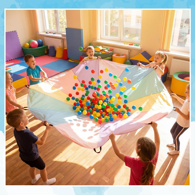 Arrowbash 1 Pcs Kids Play Parachute 6 ft Rainbow Pastel