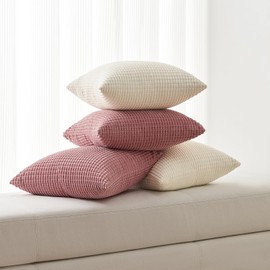 Topfinel 4 Packs Cream White Decorative Throw Pillow Covers 20x20 Inch for Living Room Couch Bed Sofa, Boho Western Farmhouse Home Decor, Soft Plush Corduroy Cute Square Beige Cushion Case 50x50 cm