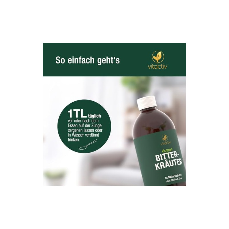 Vitactiv Bitter Herbs - Bitter Drops without Alcohol, 200 ml