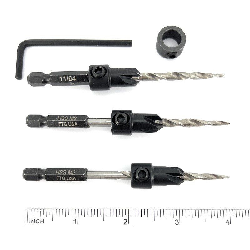 FTG USA Countersink Drill Bit Set for Wood with Tapered