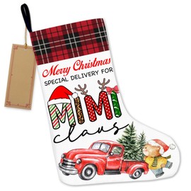 JOWMIJ Grandma Christmas Stockings, Christmas Stockings Gifts for Mimi, Special Delivery for Mimi Claus Hanging Christmas Stocking Home Fireplace Decor Xmas Holiday Party Decorations