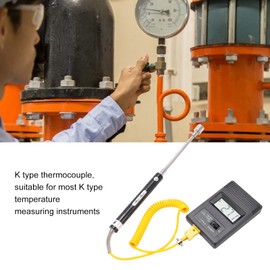 Digital Thermometer, Radiator Thermometer Electronic Thermometer LCD Temperature Monitor with K Type Thermocouple Sensor Probe, for Gas Liquid and Semi Solid Measurement