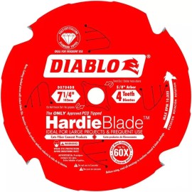 DIABLO Hardie Blade 7-1/4" x 4T Fiber Cement 60X Diamond-Tipped Blade