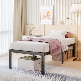 COMASACH 18 Inch Tall-Bed-Frame Twin Size, Heavy Duty Black Metal Bed Frames No Box-Spring Needed, Easy Assembly, Under Bed Storage, Noise Free Mattress-Foundation Support up to 2000Lbs