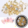 SILPECWEE 6 Boxes 3d Nail Rhinestones And Studs Gold Nail