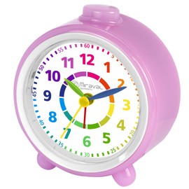 Miraval Kinderwecker mit Lernzifferblatt Japanisches geräuschloses Uhrwerk kein Ticken Lernwecker 70 DB Snooze Zifferblattbeleuchtung Reisewecker Kinderzimmerwecker (Rosa)