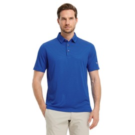 M MAELREG Golf Polo Shirts for Men Quick Dry Fit Performence Lightweight Short Sleeve Jacquard Texture Golf Shirts Cobalt
