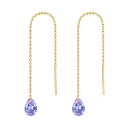 14K Solid Gold Alexandrite Gemstone Threader Earrings for Women,Real Gold June Birthstone Chain Drop Dangle Pull Through Earrings Jewelry Gifts for Mom Wife Christmas Birthday Mother's Day