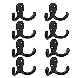 8 Pack Retro Double Prong Coat Hooks Wall Mounted with 25 Screws Hook for Hanging Towels, Coats, Hats,Key, Cap, Cup, Hat,Heavy Bags.