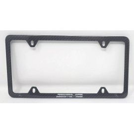 Exotic Carbon Fiber AMG Shaded Silver Text & Mercedes Logo 4 Hole Slim Carbon Fiber License Frame