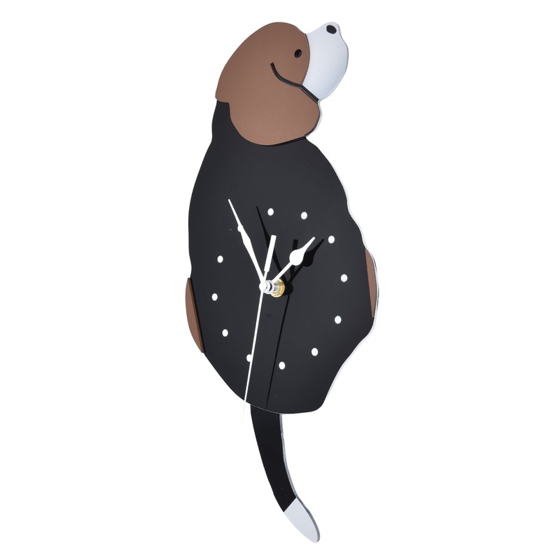 Wall Clock Self Adhesive Waterproof 3D Effect Silent Movement Dog