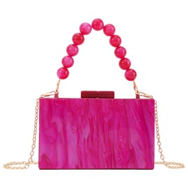 EVEOUT Women Acrylic Evening Clutch Handbag Marbling Bride Purse Shoulder Bag for Party Wedding