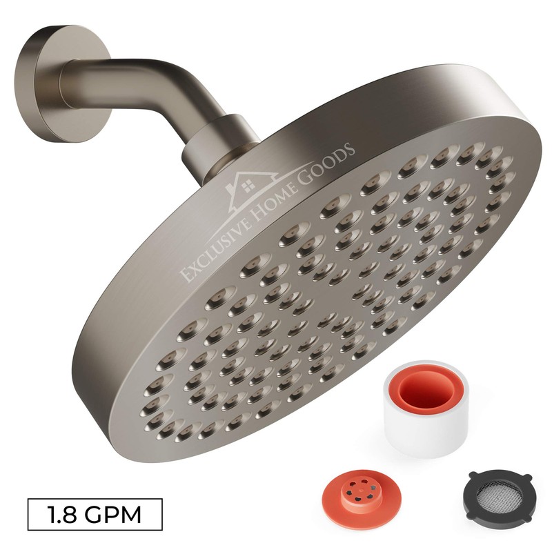 Heatsistence Rainfall Shower Head - 6" High Pressure, 1.8 GPM,