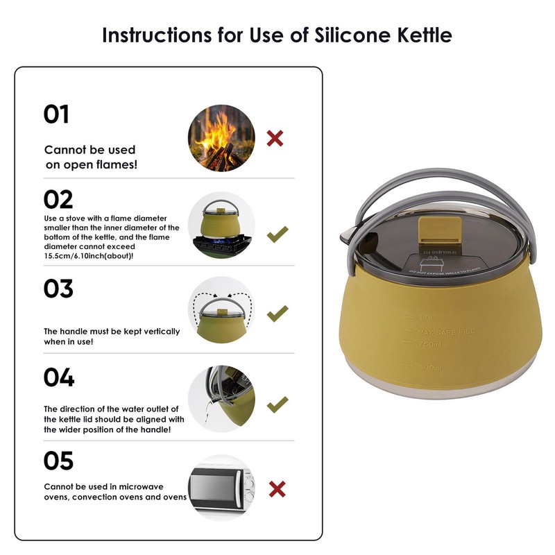Outdoor Camping Kettle Portable Folding Silicone Kettle Tea Pot Coffee