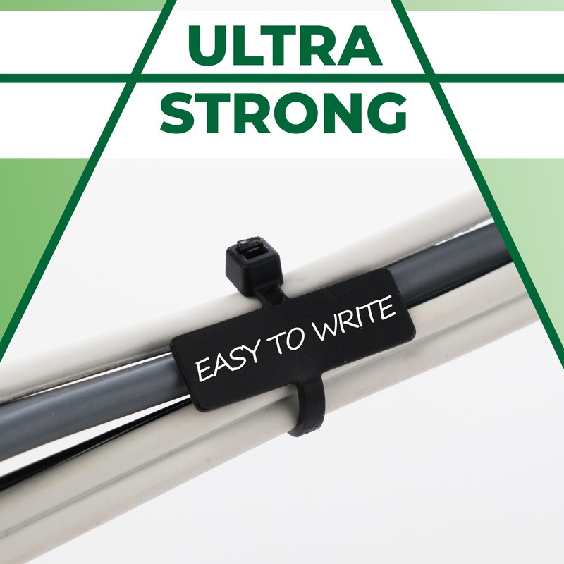 Marker and Identification Cable Ties Black and White Strong Cable