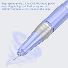 Yolispa Lima Electrica para Uñas, 45000 RPM Recargable Taladro para Uñas con 6 brocas y 6 bandas de lijado, Portátiles Taladro de Uñas Profesional, para manicura, pedicura y esmaltado de uñas