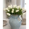 Beferr White Tulips Artificial Flowers 18Pcs Faux Tulip Real Touch