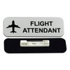 Flight Attendant 1 x 3" Name Tag/Badge, Silver, (3 Pack)