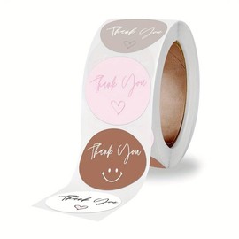 50pcs Thank You Pink/Brown Cute Small Business Stickers Packaging