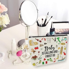 Girlly Girlly Inspired Italy Travel Easter Gift: Perfect Small Makeup Bag Italy Is Calling And I Must Go For Teen Girl & Women Travellers.Ideal Trip Gift Cosmetic Bag For Travel, Birthdays, & Christmas