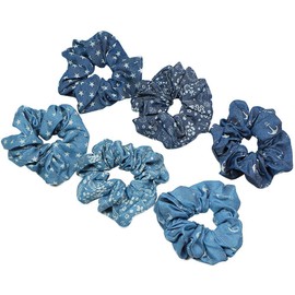 6 PCS Denim Hair Scrunchies Hair Bobbles Hair Ties Ropes Ponytail Holder Hair Scrunchy Vintage Elastic Hair Bands Ties