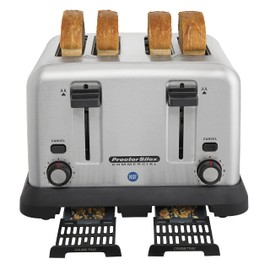 Proctor Silex Commercial 4 Slot Toaster with Crumb Tray, Longer-Life Heating Elements, Stainless-Steel Construction, NSF Certified, 24855