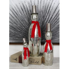 Sweet Summer Living Snowman, Figurines, Seasonal Gift, Table Top, Centerpiece 12 inch Height x 3 inch Width Mercury Glass Silver (12" H x 3" W)