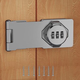 Keyless Combination Lock –3-Digit Combination Lock for Cabinet Doors – Twist Knob Hasp Latch Lock with Password Code – Zinc Alloy Cabinet Door Latch for Kitchen Drawers, Cabinets, Cupboard… (Silver)