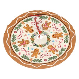 Christmas Tree Skirt,Gingerbread Xmas Tree Skirt Rustic Farmhouse Tree Skirt for Christmas Decor Xmas Holiday Home Party Decorations36