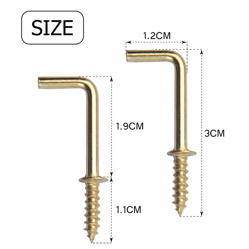 Metal Screw in Hooks, 100pcs 3/4 Inch Right Angle Screw