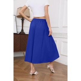 SUEANI Womens Flowy Loose Wide Leg Pant Casual Trousers Elastic Waist Business Work Casual Pants(2X-Large, Royal Blue)