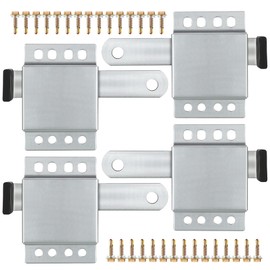 4 Pack Garage Door Side Lock with Self Tapping Screws, Heavy Duty Inside Deadlock Dual Side Lock Part, Galvanized Steel, for Door Security Slide Latch Assembly Replacement, Black PVC Handle Cover