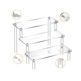 Himilucky 3 Tier Acrylic Display Riser, Clear Perfume Organizer Stand, Cupcake Stand Holder, Dessert Table Display Shelf, Skin Care Organizer for Decoration and Organization