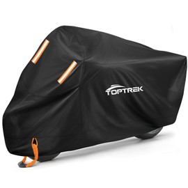 toptrek Motorcycle Tarpaulin Outdoor XXL Motorcycle Cover Waterproof Motorcycle Garage Winterproof Motorcycle Tarpaulin with Lock Hole for Harley-Davidson, Honda, Suzuki, Kawasaki (245 x 105 x 125 cm)
