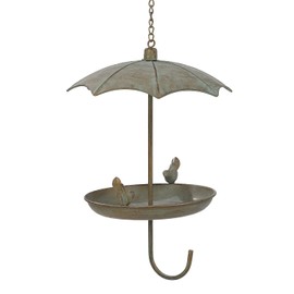 Jemeni Metal Umbrella Bird Feeders for Outdoors Hanging, Decorative Wild Bird Feeder Platform for Outside, Copper Patina……