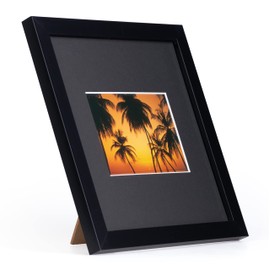 Kenko PS-PC2-L-ABK Picture Frame, PC Frame Square II, Large, All Black, Resin Frame, Glass Surface, Freestanding Stand Included