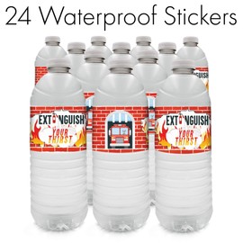 Firefighter Birthday Water Bottle Labels - 24 Stickers
